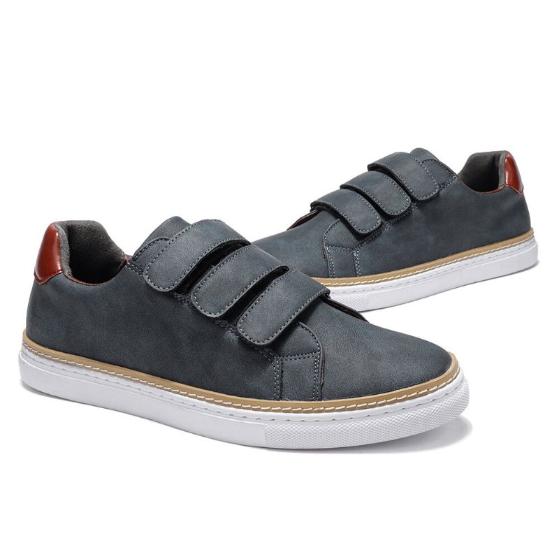 Hombres De Cuero De Microfibra Antideslizante Hook Loop Soft Casual Sneakers