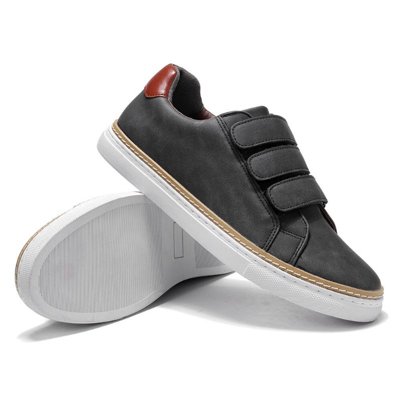 Hombres De Cuero De Microfibra Antideslizante Hook Loop Soft Casual Sneakers