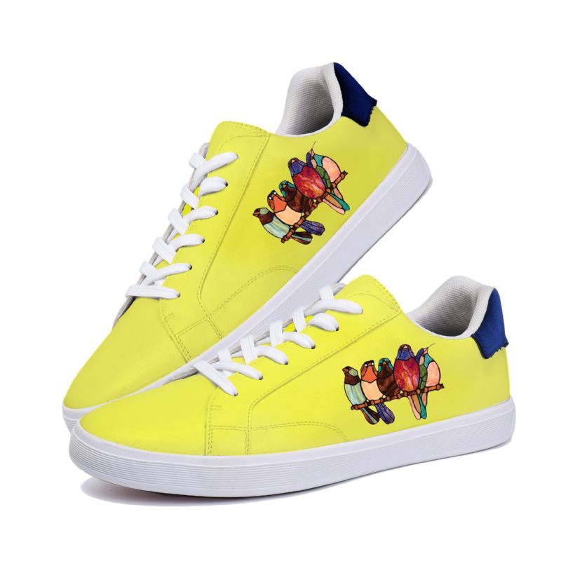 Hombres Multicolor Birds Deciration Cómodas Zapatillas De Corte Con Cordones Y Antideslizantes Para Hombre