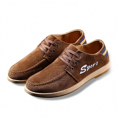 Hombres Pisos Low Top Casual Outdoor Comfort Transpirable Canvas Suede Lace Up Shoes