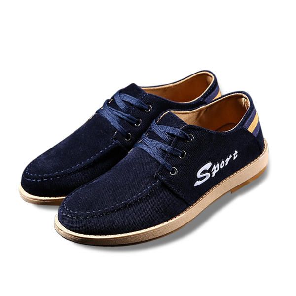 Hombres Pisos Low Top Casual Outdoor Comfort Transpirable Canvas Suede Lace Up Shoes