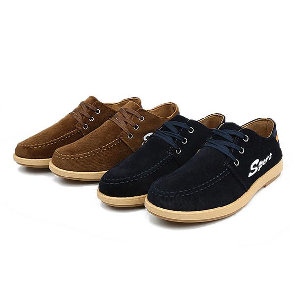 Hombres Pisos Low Top Casual Outdoor Comfort Transpirable Canvas Suede Lace Up Shoes