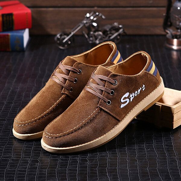 Hombres Pisos Low Top Casual Outdoor Comfort Transpirable Canvas Suede Lace Up Shoes