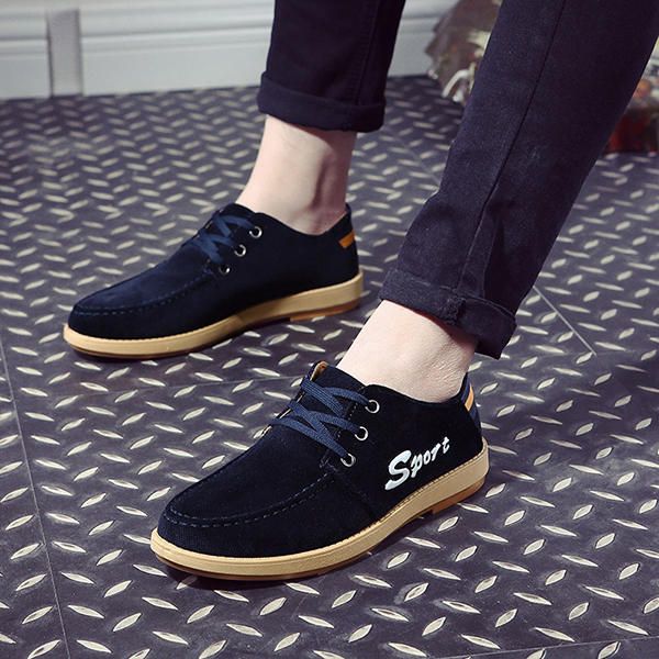 Hombres Pisos Low Top Casual Outdoor Comfort Transpirable Canvas Suede Lace Up Shoes