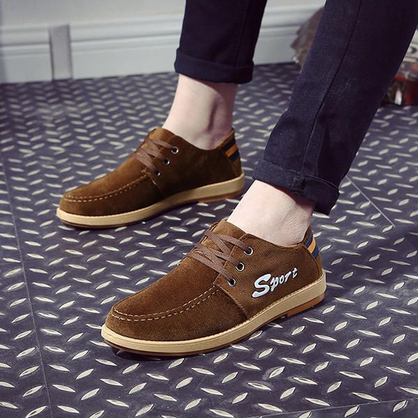 Hombres Pisos Low Top Casual Outdoor Comfort Transpirable Canvas Suede Lace Up Shoes