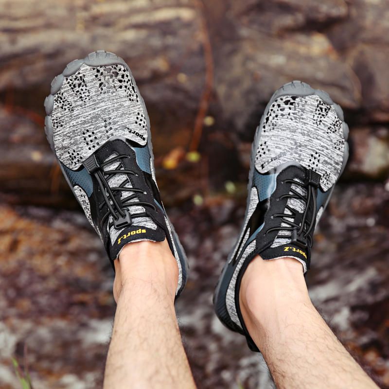 Hombres De Tela Elástica Al Aire Libre Antideslizante Senderismo Zapatillas Para Caminar