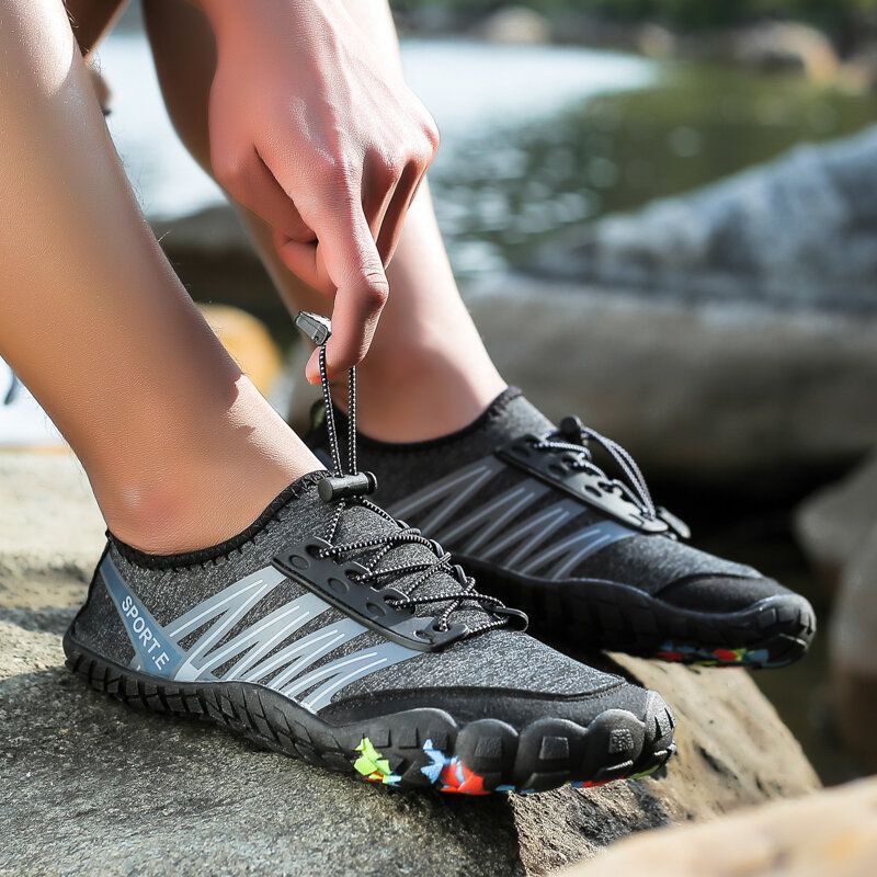 Hombres Zapatillas De Deporte De Agua De Buceo De Playa De Encaje Elástico Antideslizante Al Aire Libre