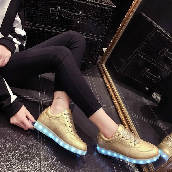 Unisex Usb Led Light Lace Up Luminous Couple Shoes Ropa Deportiva Zapatilla De Deporte Zapatos Casuales