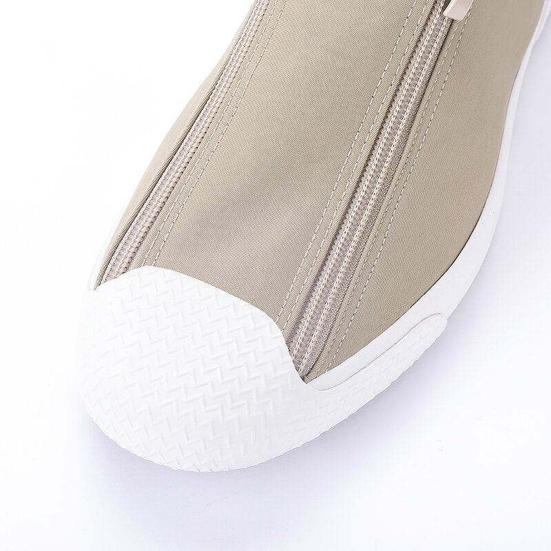 Zapatillas De Deporte Casuales De Tobillo Alto De Lona Transpirable Cómoda Con Cremallera Frontal Con Punta De Goma Para Hombre