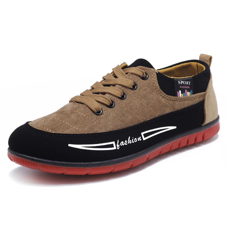 Zapatillas De Lona Transpirables Con Cordones Para Hombre