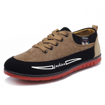 Zapatillas De Lona Transpirables Con Cordones Para Hombre