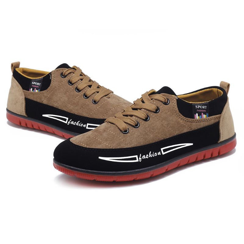 Zapatillas De Lona Transpirables Con Cordones Para Hombre