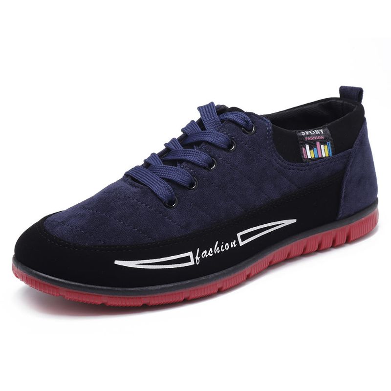 Zapatillas De Lona Transpirables Con Cordones Para Hombre