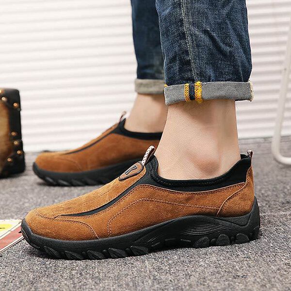 Zapatillas De Senderismo Elásticas De Cuero De Gamuza Para Hombres