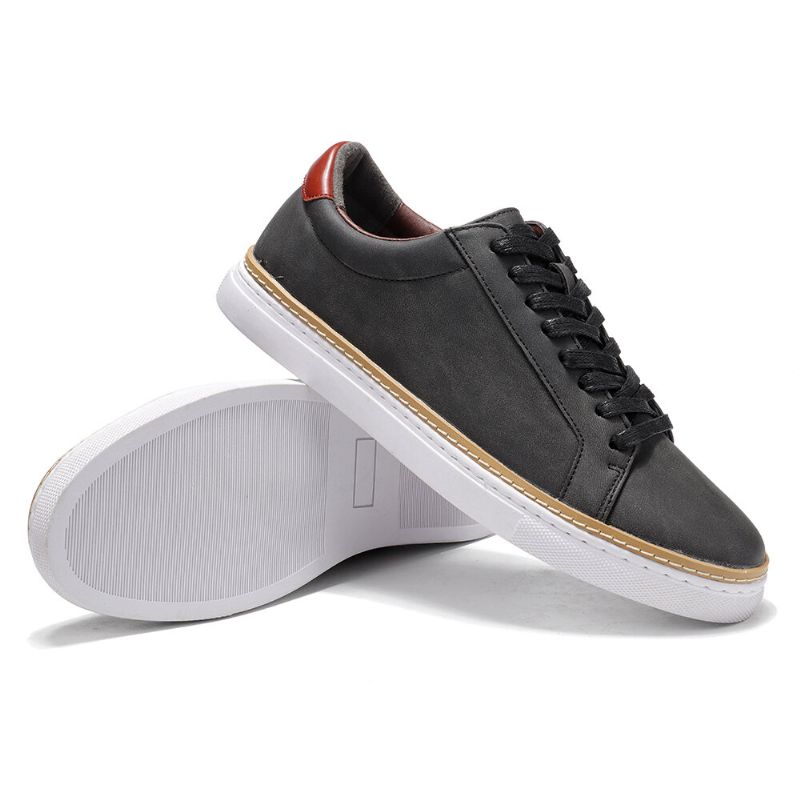 Zapatillas De Skate Clásicas Para Hombre Cómodas Zapatillas De Cuero Con Cordones Y Suela Blanda