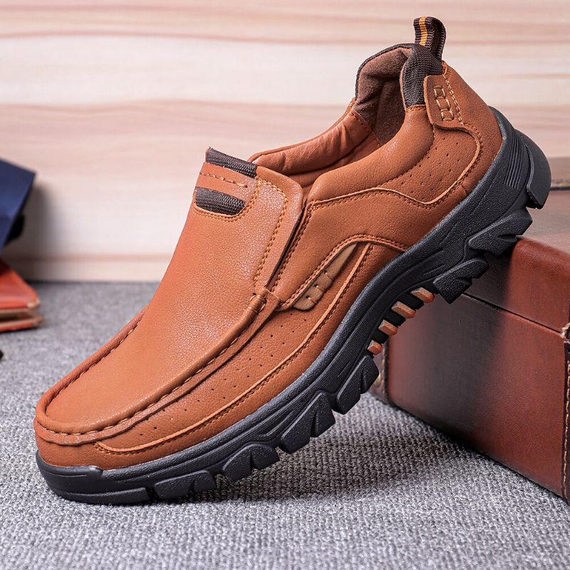 Zapatos Casuales Antideslizantes De Cuero De Microfibra Para Hombres