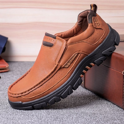 Zapatos Casuales Antideslizantes De Cuero De Microfibra Para Hombres