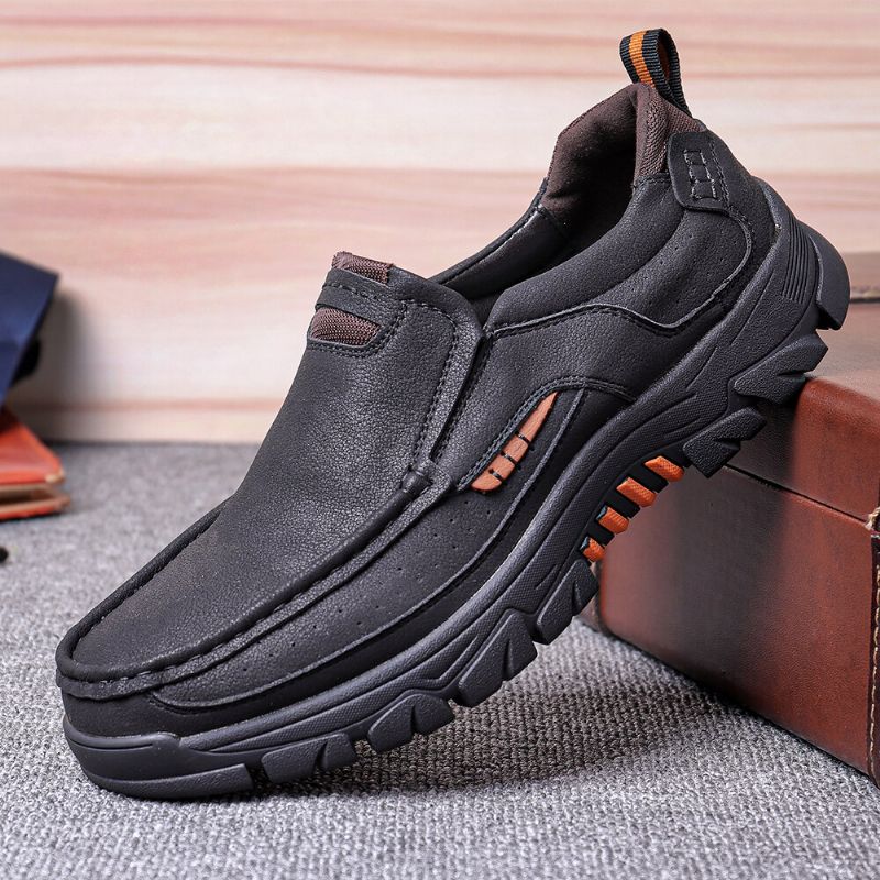 Zapatos Casuales Antideslizantes De Cuero De Microfibra Para Hombres