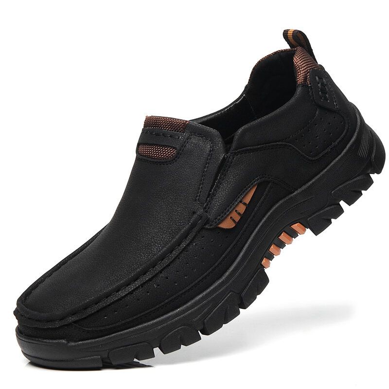 Zapatos Casuales Antideslizantes De Cuero De Microfibra Para Hombres