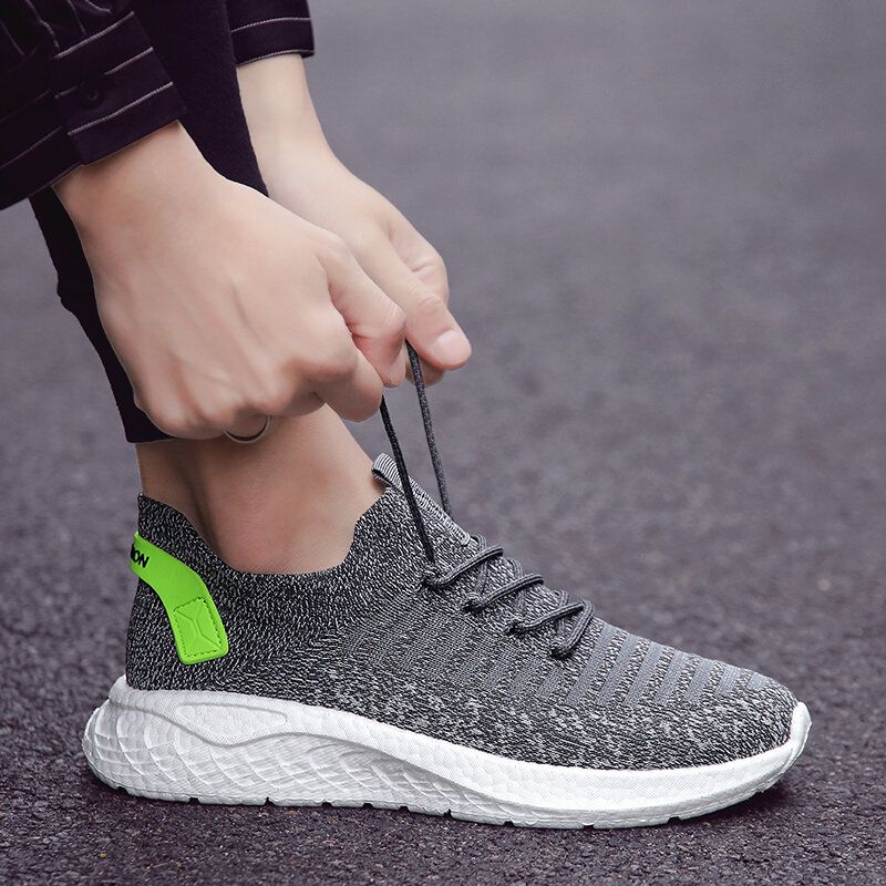 Zapatos Cómodos Para Correr Con Cordones Farbic De Punto Para Hombre