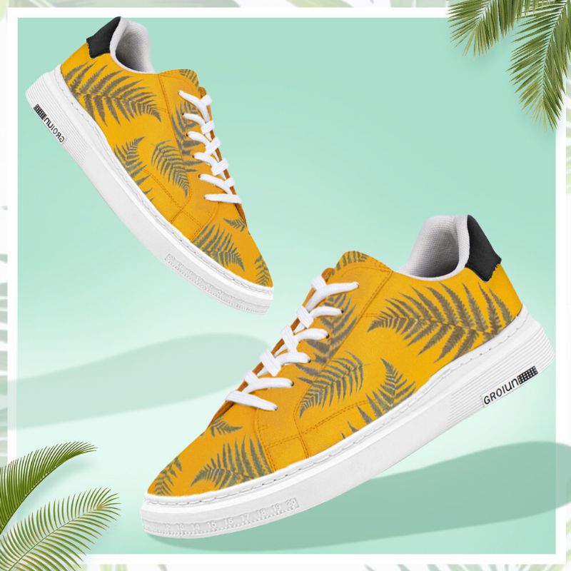 Zapatos De Lona Con Cordones Con Estampado De Plantas Con Estilo Para Hombre