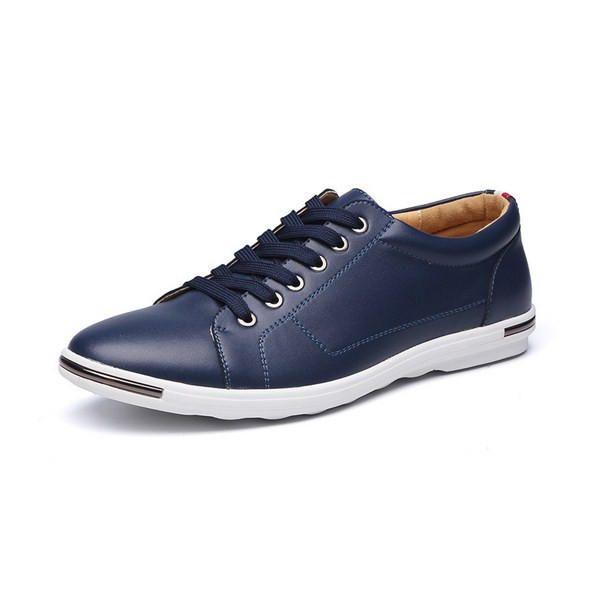 Zapatos Oxford Planos Con Punta Redonda Y Cordones De Color Puro Para Hombre