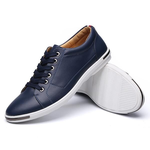 Zapatos Oxford Planos Con Punta Redonda Y Cordones De Color Puro Para Hombre