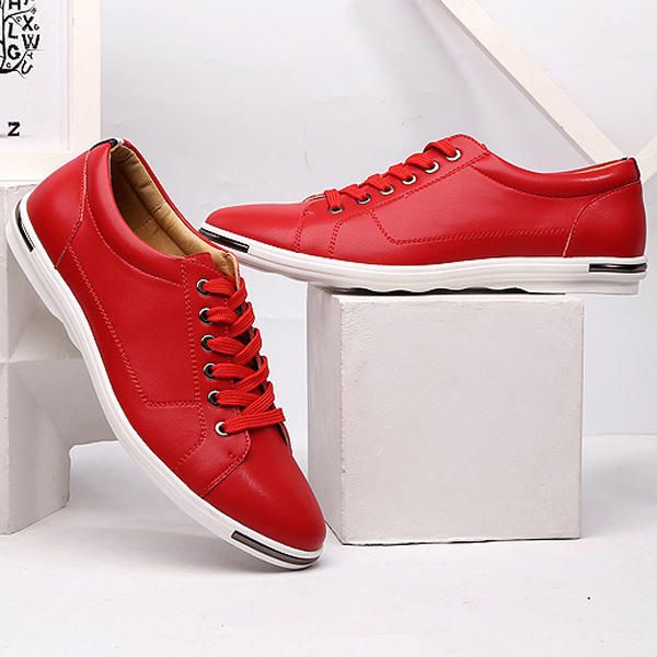 Zapatos Oxford Planos Con Punta Redonda Y Cordones De Color Puro Para Hombre