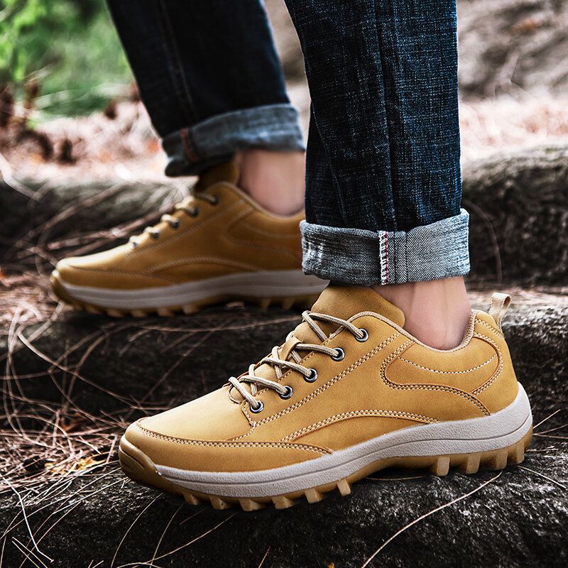 Zapatos De Senderismo Al Aire Libre De Suela Suave Antideslizante De Cuero De Microfibra Para Hombre