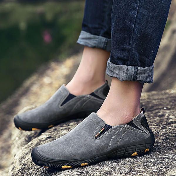 Zapatos De Senderismo Casuales Cómodos De Cuero Suave Para Hombres Resistentes Al Desgaste Y Al Deslizamiento