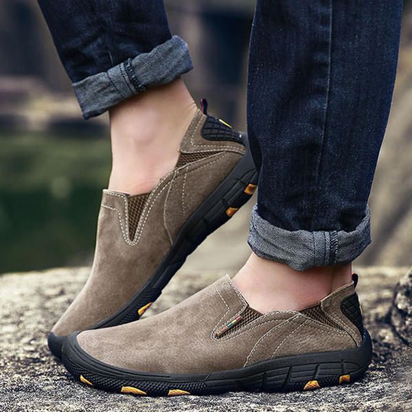 Zapatos De Senderismo Casuales Cómodos De Cuero Suave Para Hombres Resistentes Al Desgaste Y Al Deslizamiento