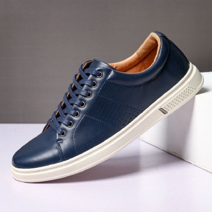 Zapatos De Skate De Color Puro Para Hombre Zapatillas Deportivas De Cuero Con Suela Suave Y Transpirable