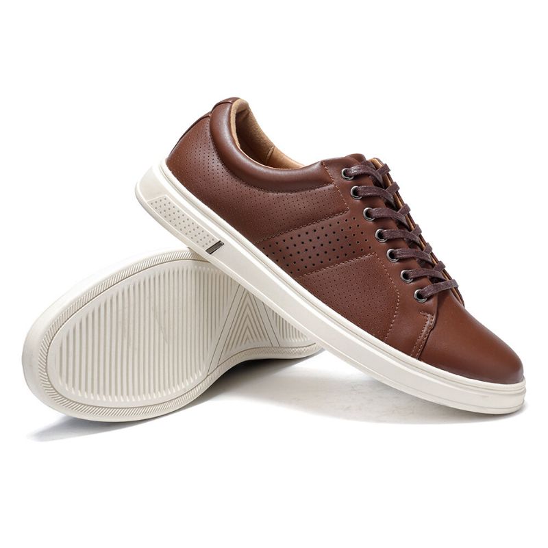 Zapatos De Skate De Color Puro Para Hombre Zapatillas Deportivas De Cuero Con Suela Suave Y Transpirable