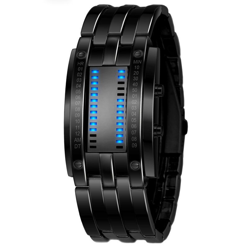 0926 Reloj De Moda Para Hombre Reloj Luminoso Impermeable Con Pantalla De Fecha Reloj Digital Led Creativo De Acero Completo