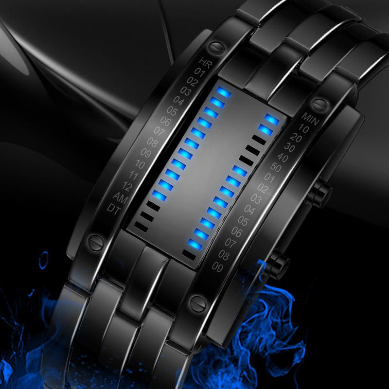 0926 Reloj De Moda Para Hombre Reloj Luminoso Impermeable Con Pantalla De Fecha Reloj Digital Led Creativo De Acero Completo