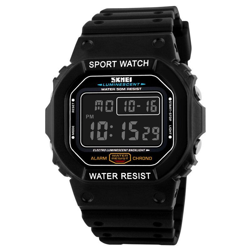 1134 Reloj Deportivo Para Hombre Fecha Semana Pantalla 5atm Cronógrafo Impermeable Reloj Digital De Moda Con Luz Led