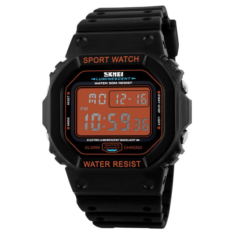 1134 Reloj Deportivo Para Hombre Fecha Semana Pantalla 5atm Cronógrafo Impermeable Reloj Digital De Moda Con Luz Led