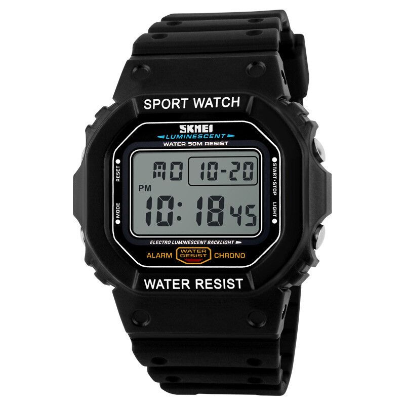 1134 Reloj Deportivo Para Hombre Fecha Semana Pantalla 5atm Cronógrafo Impermeable Reloj Digital De Moda Con Luz Led