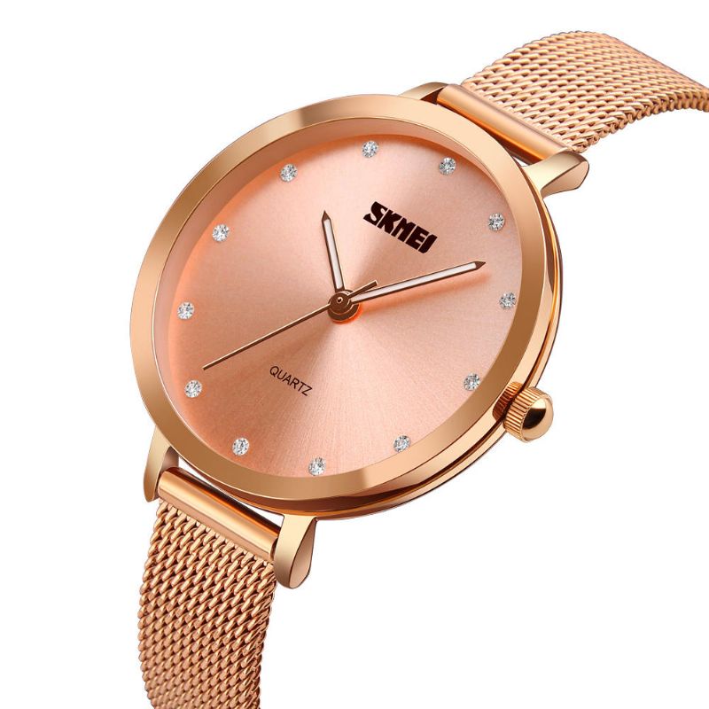 1291 Relojes De Cuarzo De Cristal Reloj De Pulsera De Acero Completo Con Esfera Ultrafina Para Mujer