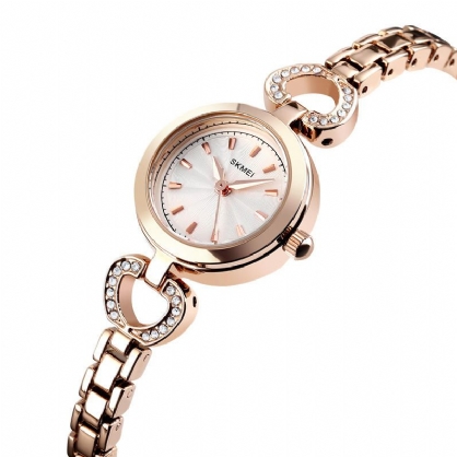 1408 Reloj De Pulsera De Cuarzo De Lujo De Acero Inoxidable De Cristal Elegante Para Mujer