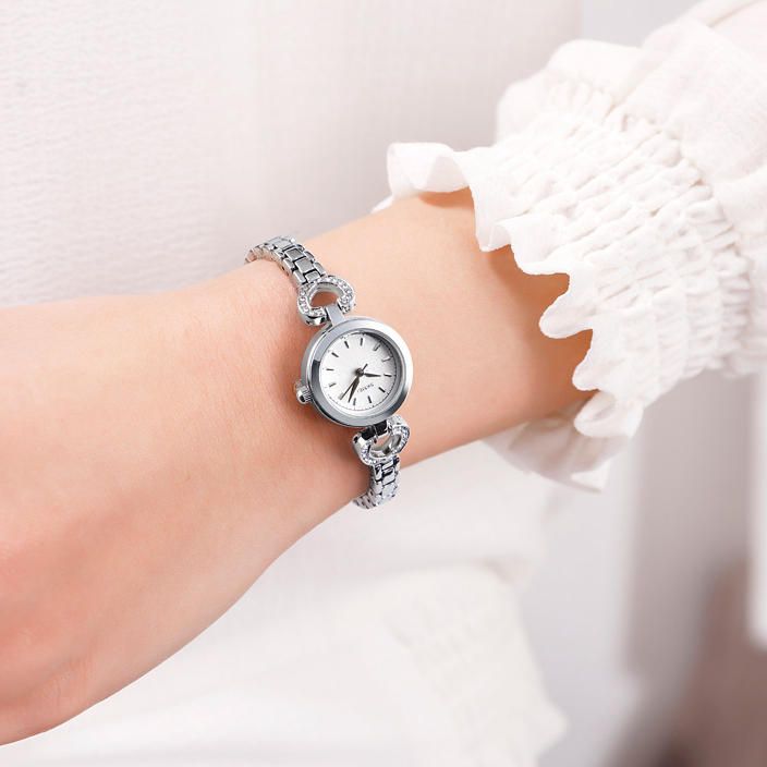 1408 Reloj De Pulsera De Cuarzo De Lujo De Acero Inoxidable De Cristal Elegante Para Mujer