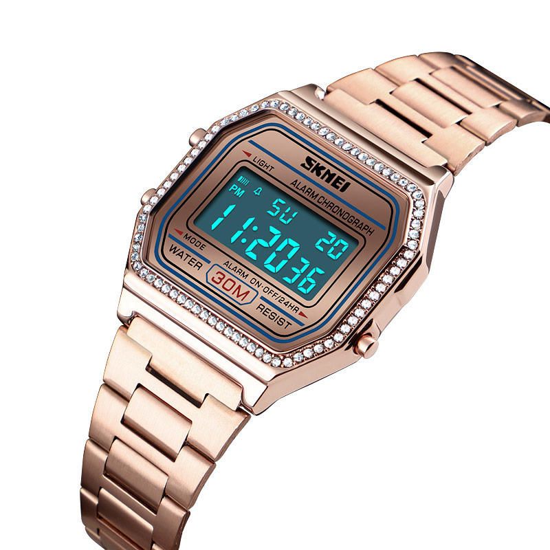 1474 Reloj Casual Para Mujer 3atm Impermeable El Light Week Display Reloj Digital De Moda