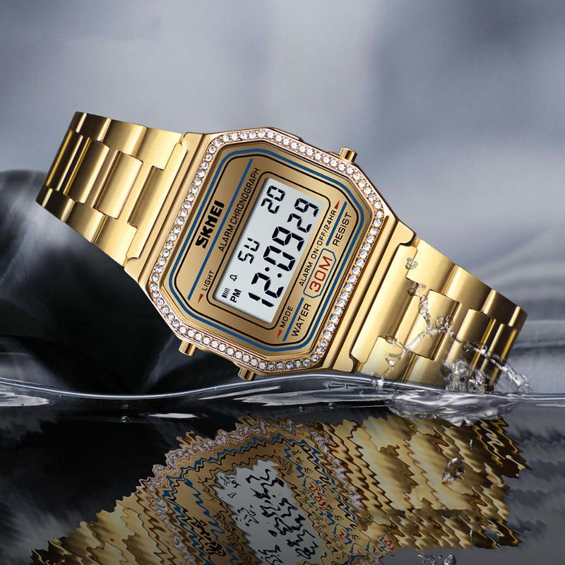 1474 Reloj Casual Para Mujer 3atm Impermeable El Light Week Display Reloj Digital De Moda