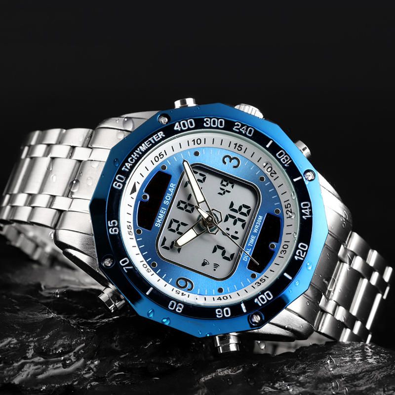 1493 Reloj De Cuarzo Digital Para Hombre De Moda 3atm Reloj De Pantalla Dual Con Pantalla Luminosa A Prueba De Agua