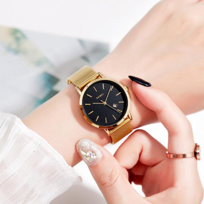 1530 Reloj De Cuarzo De Moda De Acero Inoxidable Resistente Al Agua Chrono De Estilo Simple Para Mujer