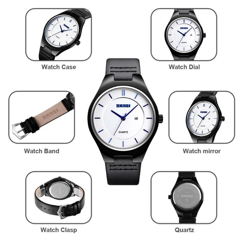 1575 Reloj De Pulsera Ultrafino De Estilo Casual Para Hombre Con Visualización De Fecha Reloj De Cuarzo Resistente Al Agua