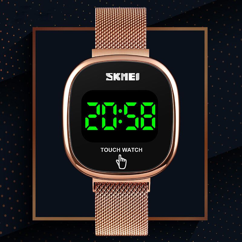 1589 Reloj De Moda Para Hombre Pantalla De Fecha Luz Led Reloj Digital Con Tecla Táctil Impermeable