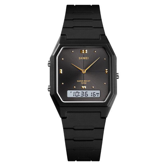 1604 Reloj De Pantalla Dual Con Banda De Pu De Estilo Informal Reloj De Mujer Con Cronómetro Impermeable 5atm