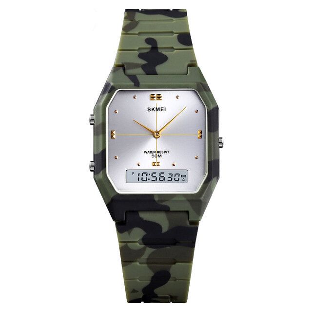 1604 Reloj De Pantalla Dual Con Banda De Pu De Estilo Informal Reloj De Mujer Con Cronómetro Impermeable 5atm