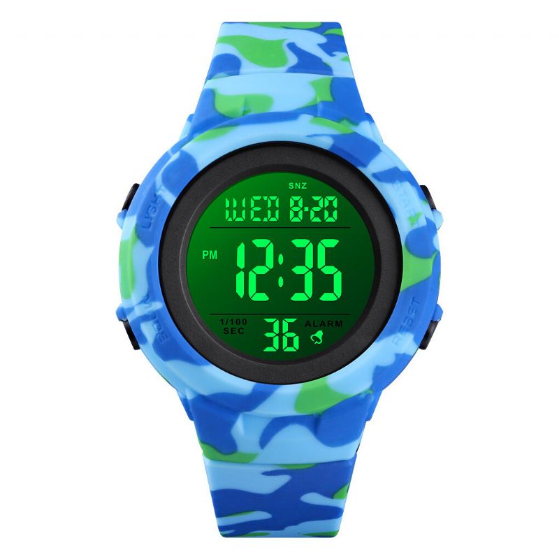 1615 Moda 50 M Impermeable Pantalla Luminosa Cuenta Atrás Alarma Cronómetro Hombres Deporte Reloj Digital